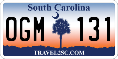 SC license plate OGM131