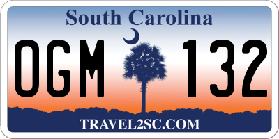 SC license plate OGM132