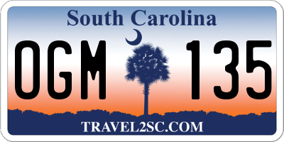 SC license plate OGM135