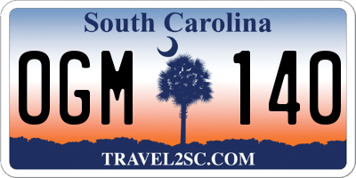 SC license plate OGM140