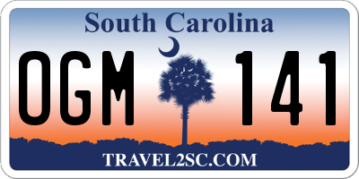SC license plate OGM141