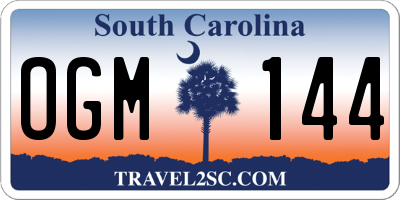 SC license plate OGM144
