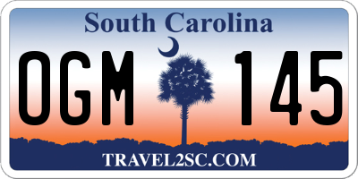 SC license plate OGM145