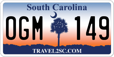 SC license plate OGM149