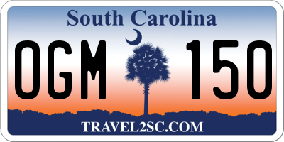 SC license plate OGM150