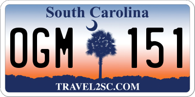 SC license plate OGM151