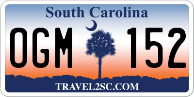 SC license plate OGM152