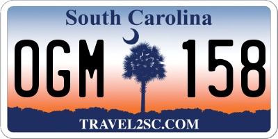 SC license plate OGM158
