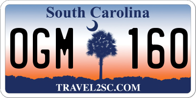 SC license plate OGM160