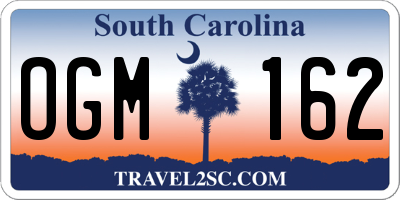 SC license plate OGM162