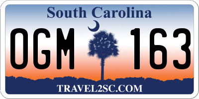 SC license plate OGM163
