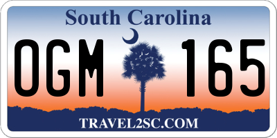 SC license plate OGM165