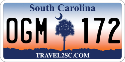 SC license plate OGM172