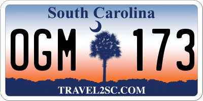 SC license plate OGM173
