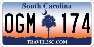 SC license plate OGM174