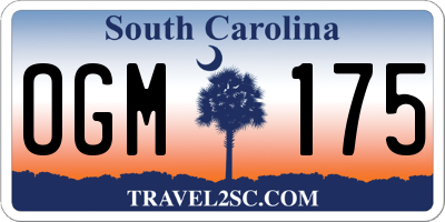 SC license plate OGM175