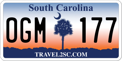 SC license plate OGM177