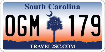 SC license plate OGM179