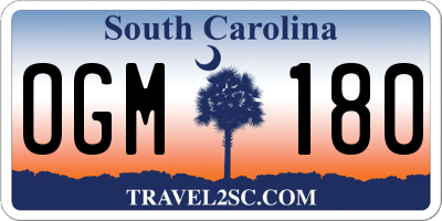 SC license plate OGM180