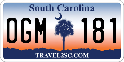 SC license plate OGM181