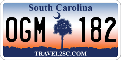 SC license plate OGM182