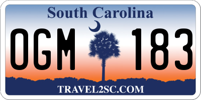 SC license plate OGM183