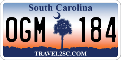 SC license plate OGM184