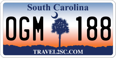 SC license plate OGM188