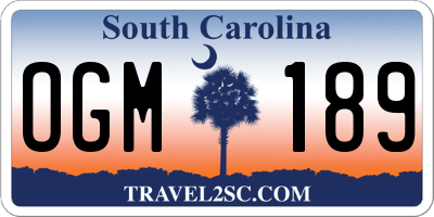 SC license plate OGM189