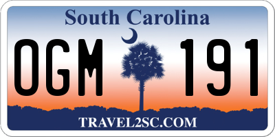 SC license plate OGM191