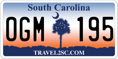 SC license plate OGM195