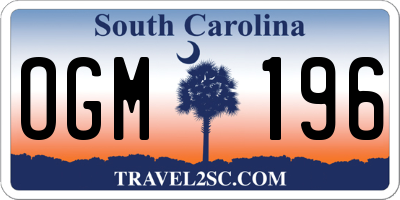 SC license plate OGM196