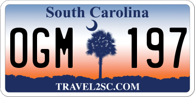 SC license plate OGM197