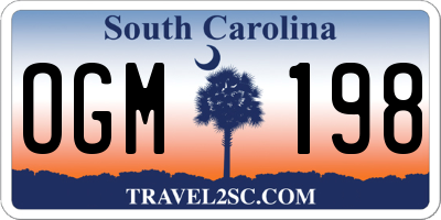 SC license plate OGM198