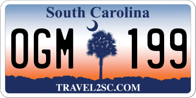 SC license plate OGM199