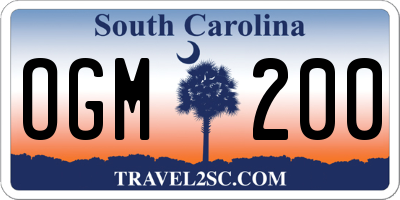 SC license plate OGM200
