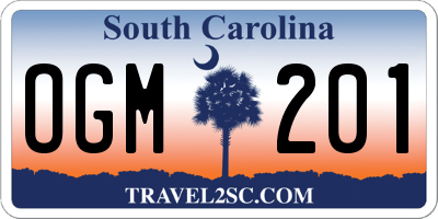 SC license plate OGM201