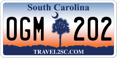 SC license plate OGM202