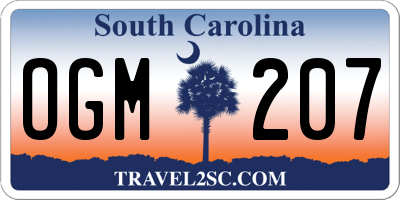 SC license plate OGM207