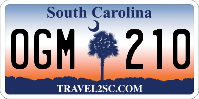 SC license plate OGM210