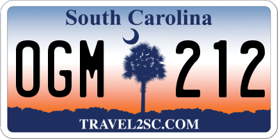 SC license plate OGM212