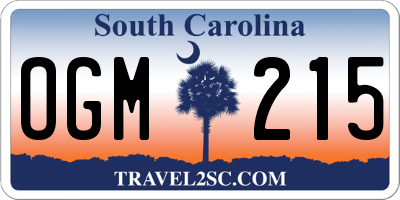 SC license plate OGM215