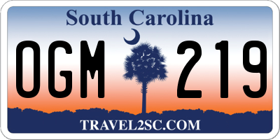 SC license plate OGM219