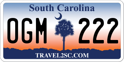 SC license plate OGM222