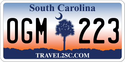 SC license plate OGM223