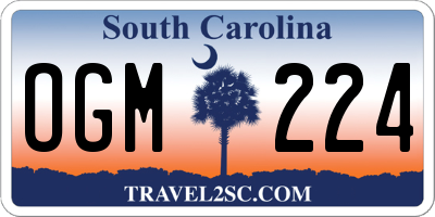 SC license plate OGM224