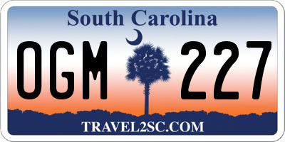 SC license plate OGM227