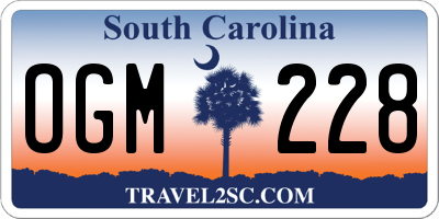 SC license plate OGM228
