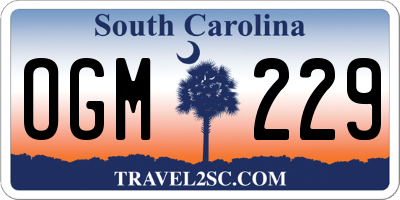 SC license plate OGM229