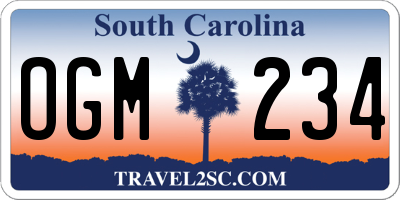SC license plate OGM234